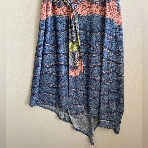 BCBG Max Azria Paisley floral  print belted sleeveless asymmetrical dress Sz M - Picture 6 of 12